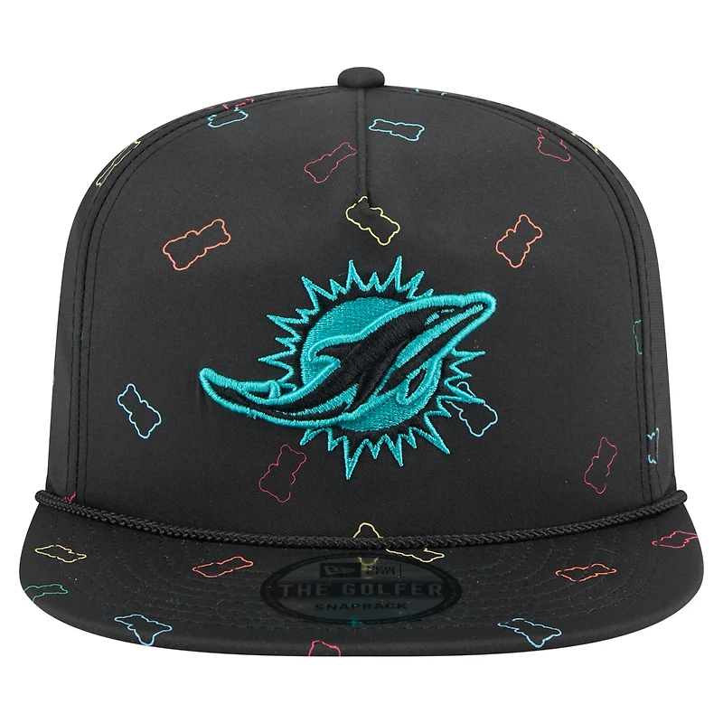 Casquette snapback noire Miami Dolphins Gummy Golfer de New Era pour homme