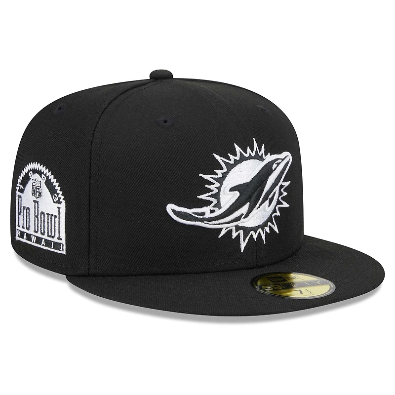 Casquette ajustée 59FIFTY pour hommes des Miami Dolphins Main Patch New Era noire