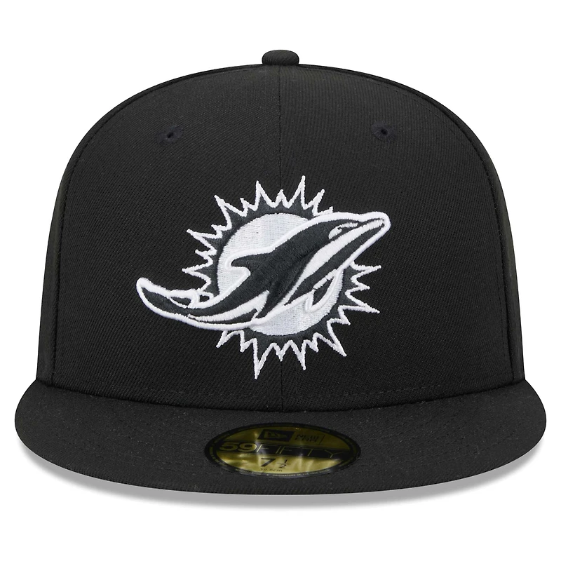 Casquette ajustée 59FIFTY pour hommes des Miami Dolphins Main Patch New Era noire