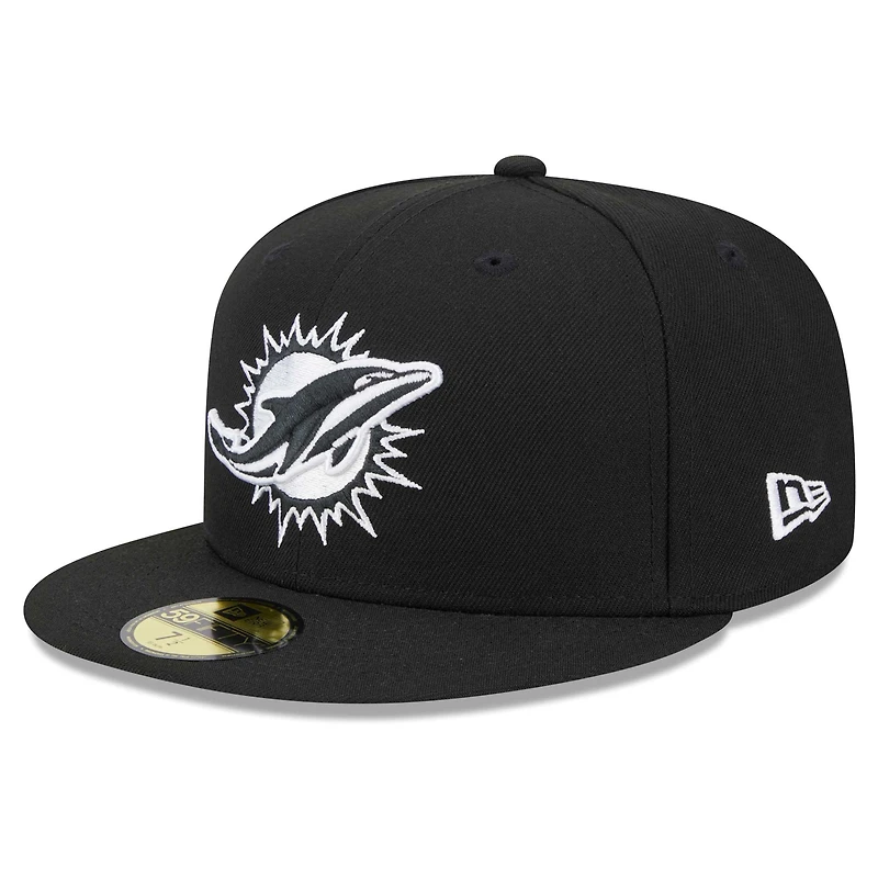 Casquette ajustée 59FIFTY pour hommes des Miami Dolphins Main Patch New Era noire