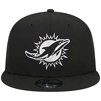 Casquette à visière plate noire New Era Miami Dolphins Main Trucker 9FIFTY pour homme Casquette à visière plate noire New Era Miami Dolphins Main Trucker 9FIFTY pour homme
