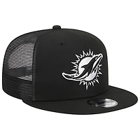 Casquette à visière plate noire New Era Miami Dolphins Main Trucker 9FIFTY pour homme Casquette à visière plate noire New Era Miami Dolphins Main Trucker 9FIFTY pour homme