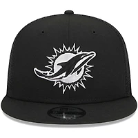 Men's New Era Black Miami Dolphins  Main Trucker 9FIFTY Snapback Hat