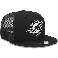 Men's New Era Black Miami Dolphins  Main Trucker 9FIFTY Snapback Hat