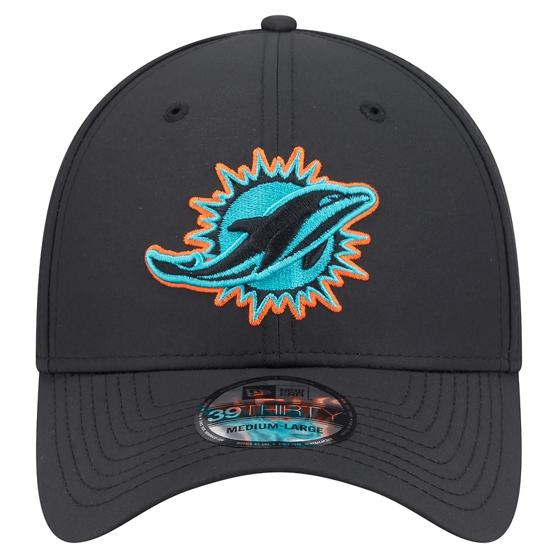 Men's New Era Black Miami Dolphins Night 39THIRTY Flex Hat