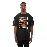 Men's New Era Black Miami Dolphins Retro Logo Enzyme Washed Oversized T-Shirt