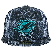 Casquette ajustée Shibori 59FIFTY Miami Dolphins New Era noire pour hommes