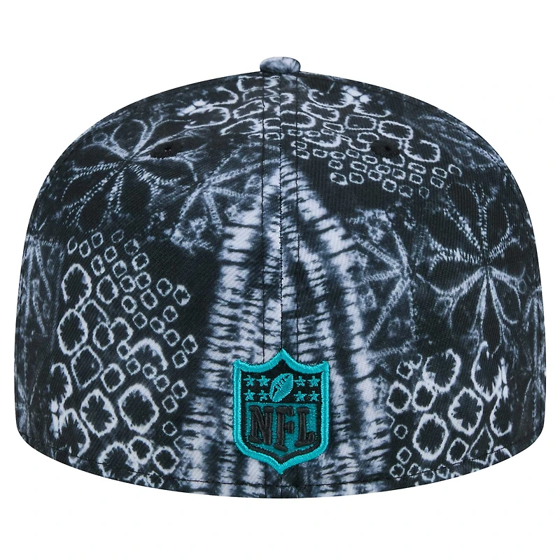 Casquette ajustée Shibori 59FIFTY Miami Dolphins New Era noire pour hommes