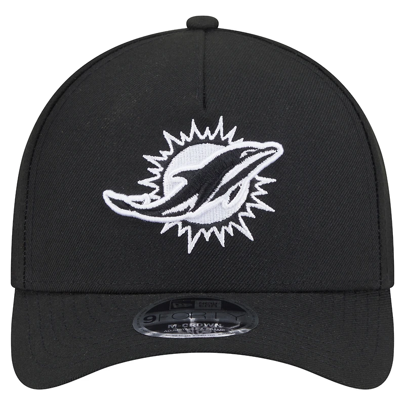 Men's New Era  Black Miami Dolphins Team Collection 9FORTY M-Crown A-Frame Adjustable Hat