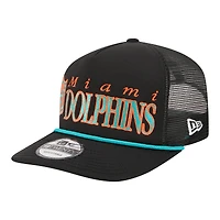 Casquette ajustable New Era noire Miami Dolphins Throwback Foam 19TWENTY pour homme