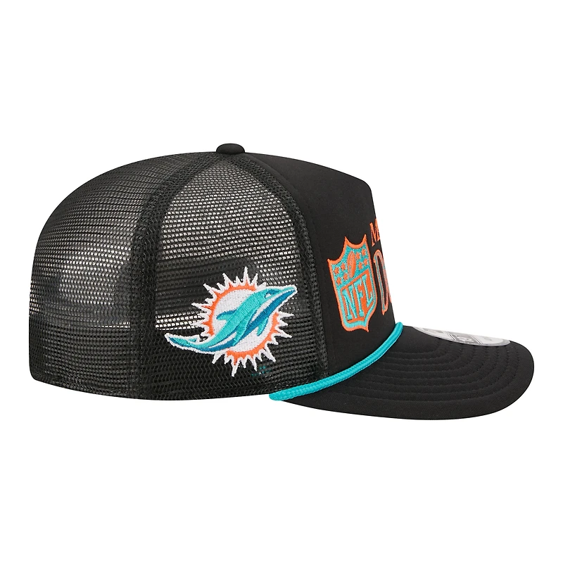 Men's New Era Black Miami Dolphins Throwback Foam 19TWENTY Adjustable Hat