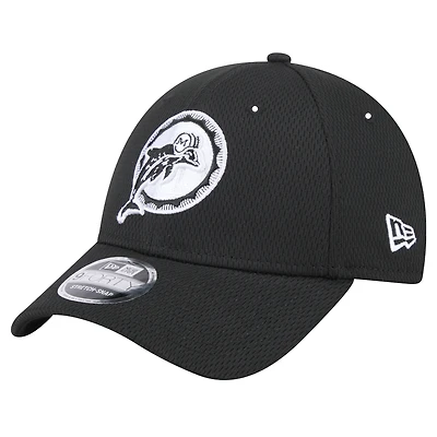 Casquette ajustable noire New Era Miami Dolphins Throwback Main B-Dub 9FORTY pour homme