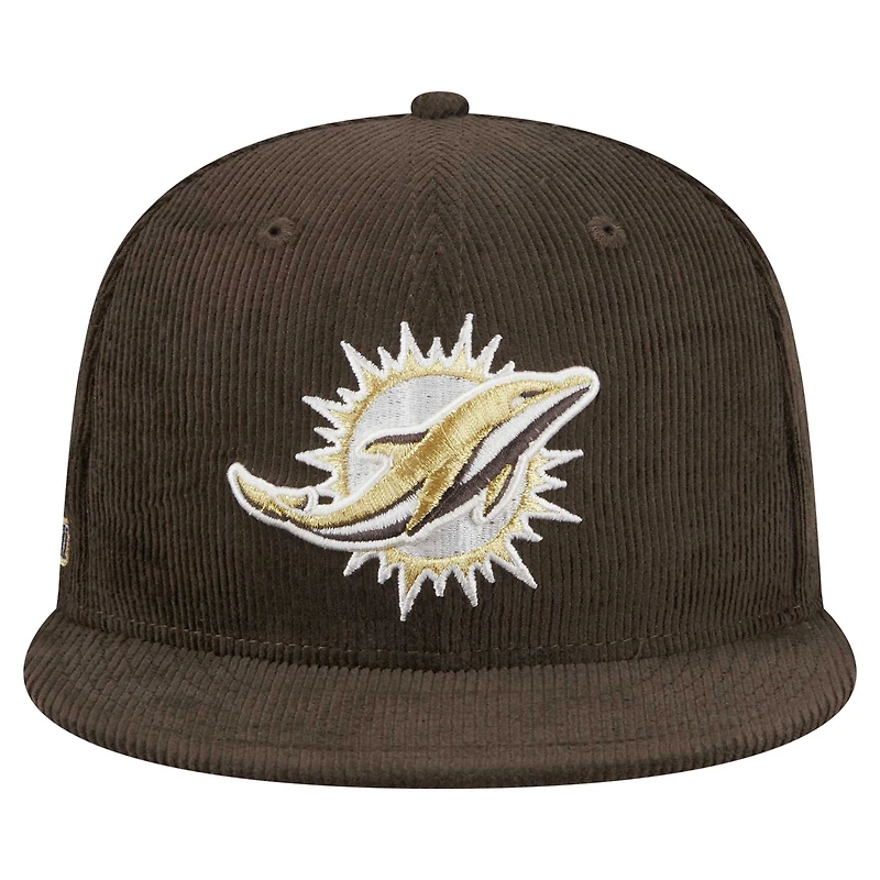 Casquette ajustée 59FIFTY Choco Cord marron Miami Dolphins de New Era pour homme