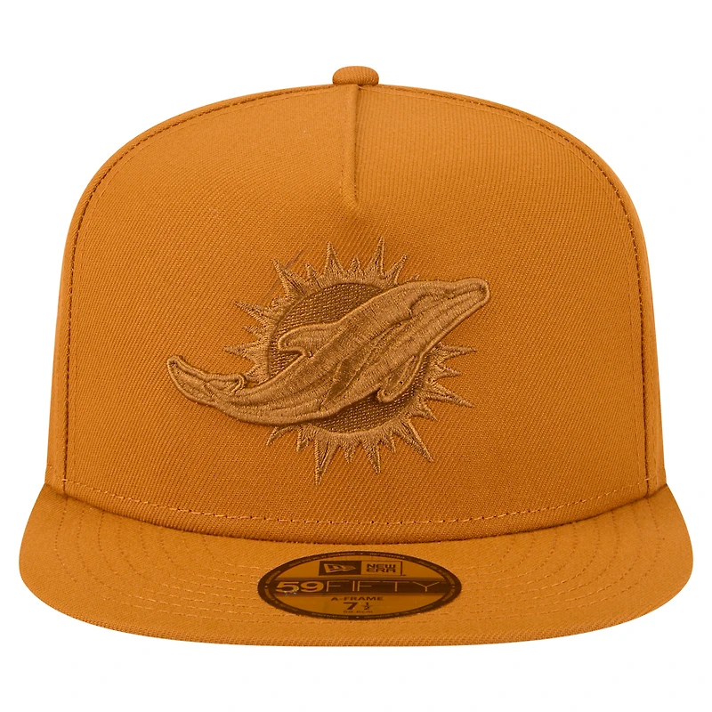 Men's New Era  Brown Miami Dolphins Color Pack A-Frame 59FIFTY Fitted Hat