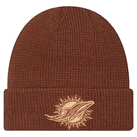 Men's New Era Brown Miami Dolphins Tiramasu Waffle Cuffed Knit Hat