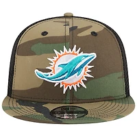 Casquette New Era Camo Miami Dolphins Main Trucker 9FIFTY Snapback pour homme