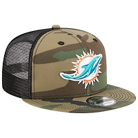 Casquette New Era Camo Miami Dolphins Main Trucker 9FIFTY Snapback pour homme