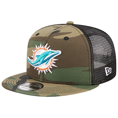Casquette New Era Camo Miami Dolphins Main Trucker 9FIFTY Snapback pour homme