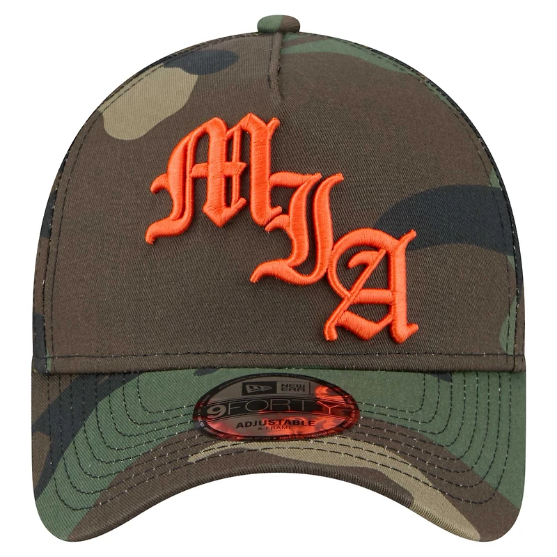 Men's New Era Camo Miami Dolphins Mystic Camo A-Frame 9FORTY Adjustable Hat