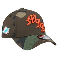 Men's New Era Camo Miami Dolphins Mystic Camo A-Frame 9FORTY Adjustable Hat