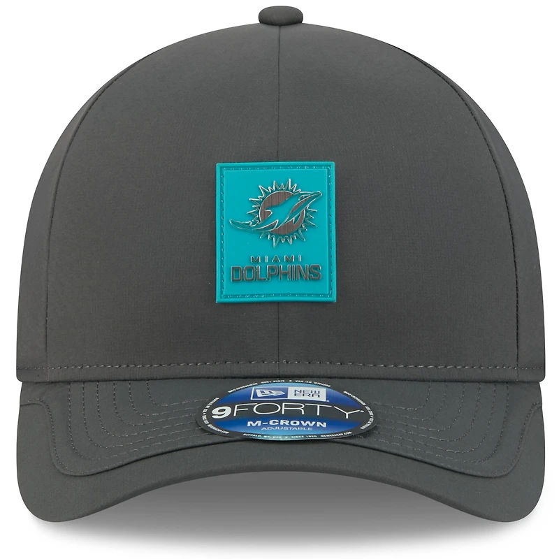 Men's New Era Charcoal Miami Dolphins 2025 Sideline Cold Weather 9FORTY M-Crown Adjustable Hat