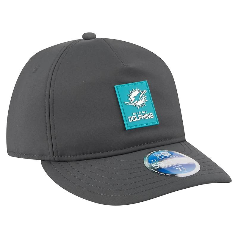 Men's New Era Charcoal Miami Dolphins 2025 Sideline Cold Weather Retro Crown 59FIFTY Fitted Hat