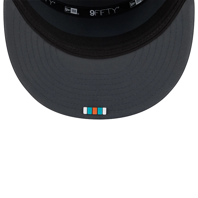 Men's New Era Charcoal Miami Dolphins 2025 Sideline Cold Weather Split Panel 9FIFTY Snapback Hat