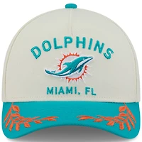 Men's New Era Cream/Aqua Miami Dolphins 2025 NFL Draft 9FORTY A-Frame M-Crown Adjustable Hat