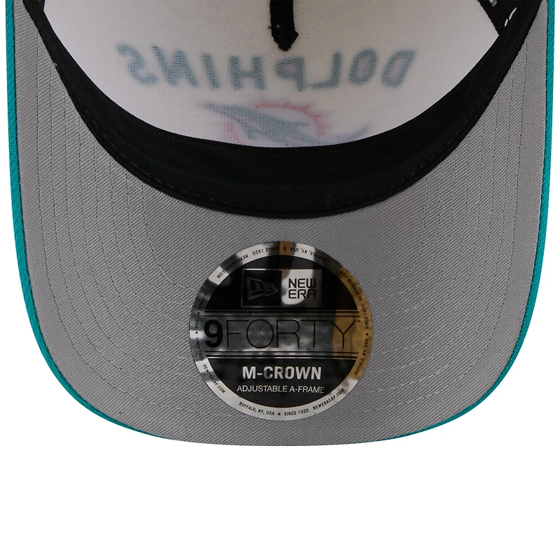 Casquette ajustable New Era 9FORTY M-Crown A-Frame pour homme, couleur crème/bleu marine, Miami Dolphins, draft NFL 2025