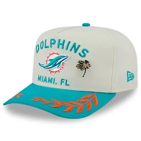 Men's New Era Cream/Aqua Miami Dolphins 2025 NFL Draft A-Frame 59FIFTY Fitted Hat