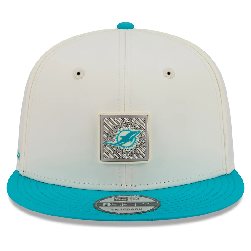 Men's New Era Cream/Aqua Miami Dolphins 2026 NFL Training Camp 9FIFTY Snapback Hat