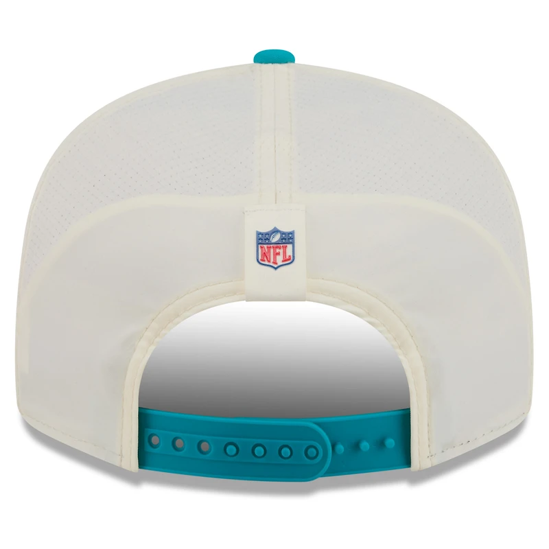 Men's New Era Cream/Aqua Miami Dolphins 2026 NFL Training Camp 9FIFTY Snapback Hat