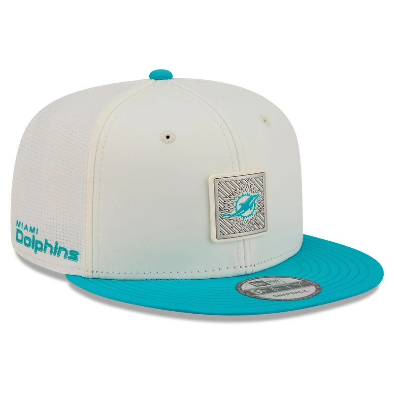 Men's New Era Cream/Aqua Miami Dolphins 2026 NFL Training Camp 9FIFTY Snapback Hat