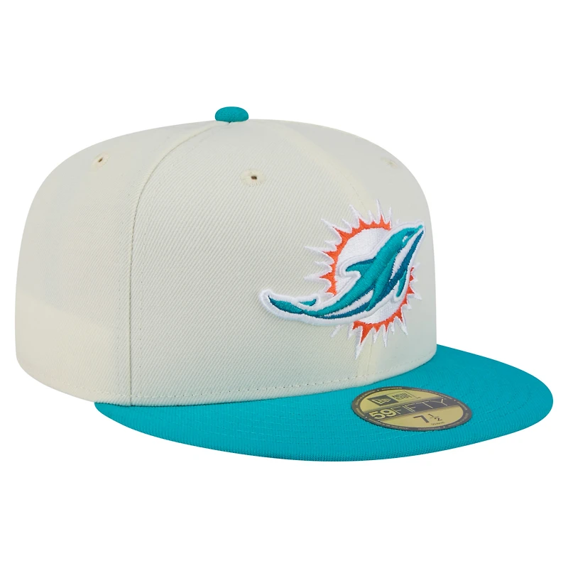 Men's New Era  Cream/Aqua Miami Dolphins Main 59FIFTY Fitted Hat