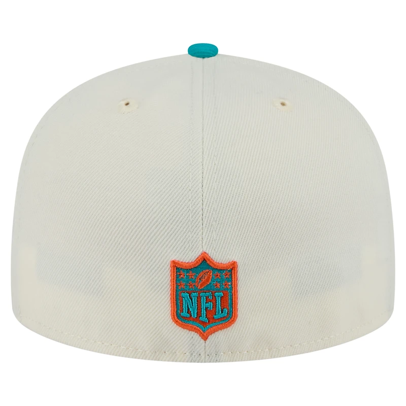 Men's New Era  Cream/Aqua Miami Dolphins Main 59FIFTY Fitted Hat