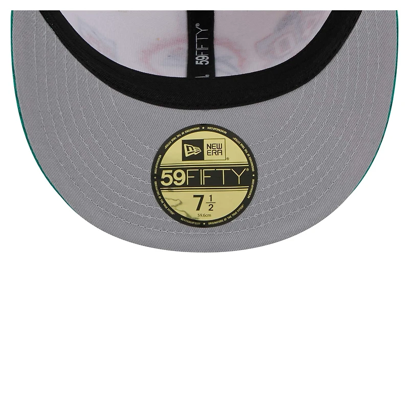 Men's New Era Cream/Aqua Miami Dolphins Throwback Corduroy 59FIFTY Fitted Hat