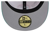 Men's New Era Cream/Aqua Miami Dolphins Throwback Corduroy 59FIFTY Fitted Hat