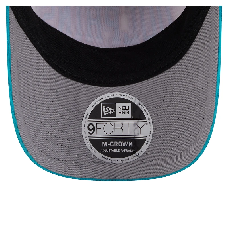 Men's New Era  Cream/Aqua Miami Dolphins Throwback Two-Tone Sided Corduroy 9FORTY A-Frame Adjustable Hat