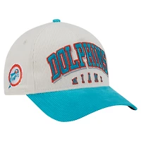 Men's New Era  Cream/Aqua Miami Dolphins Throwback Two-Tone Sided Corduroy 9FORTY A-Frame Adjustable Hat