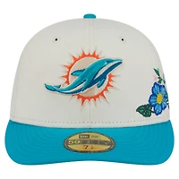 Casquette ajustée 59FIFTY à fleurs ton sur des Dolphins de Miami New Era pour homme, crème/aqua