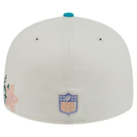 Men's New Era Cream/Aqua Miami Dolphins Tonal Floral 59FIFTY Fitted Hat