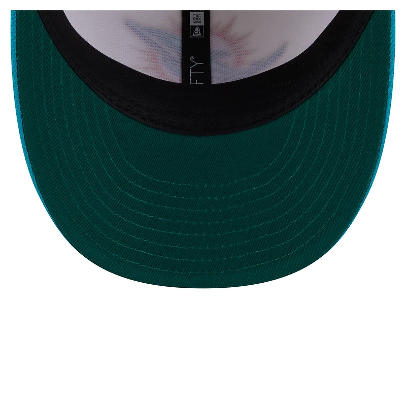 Casquette ajustée 59FIFTY à fleurs ton sur des Dolphins de Miami New Era pour homme, crème/aqua