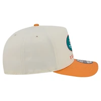 Casquette snapback New Era 9FIFTY pour homme, crème/orange, Miami Dolphins, modèle A-Frame délavé