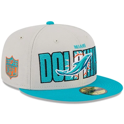 Casquette ajustée New Era crème Miami Dolphins 2023 NFL Draft On Stage 59FIFTY pour homme