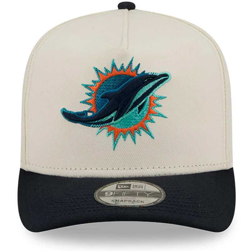 Casquette snapback 9FIFTY Team A-Frame pour homme, couleur crème, collection Rivalries 2025 des Dolphins de Miami New Era