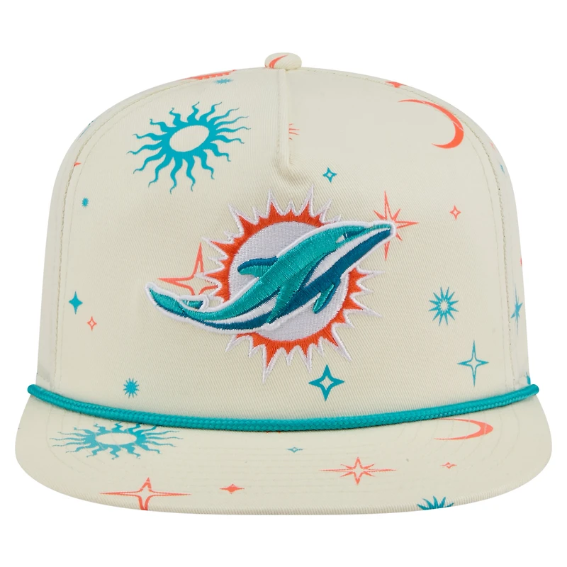 Casquette snapback Celestial Golfer pour homme New Era crème Miami Dolphins