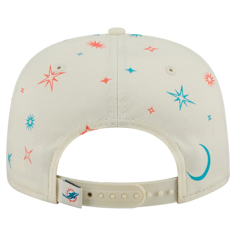 Casquette snapback Celestial Golfer pour homme New Era crème Miami Dolphins