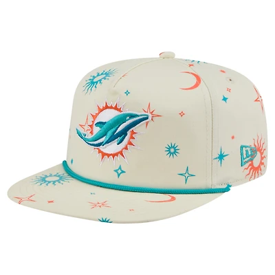 Casquette snapback Celestial Golfer pour homme New Era crème Miami Dolphins