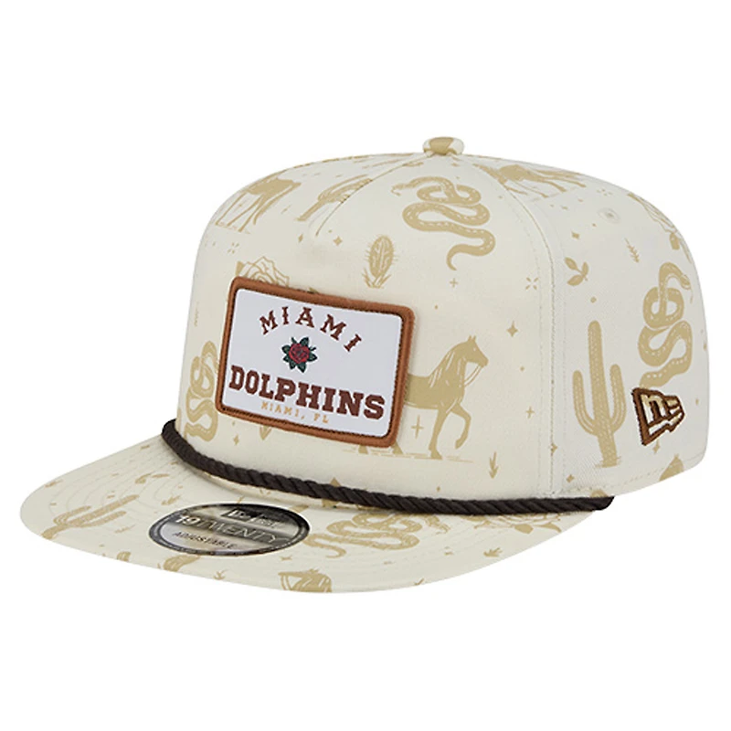 Casquette ajustable New Era crème Miami Dolphins Desert Rose 19TWENTY pour homme