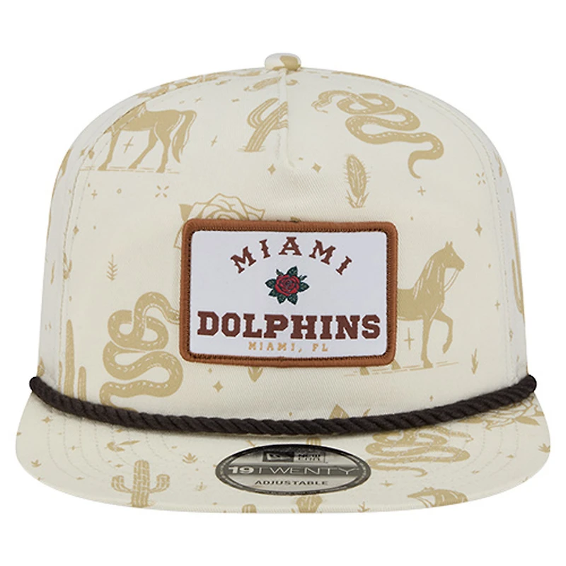 Casquette ajustable New Era crème Miami Dolphins Desert Rose 19TWENTY pour homme